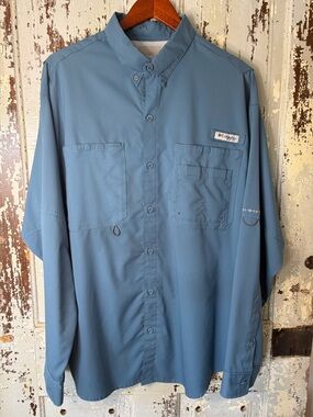 Columbia PFG Blue Long-Sleeve  Fishing Shirt